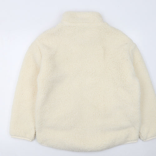 George Women Ivory Fleece High Neck Zip Top Nightshirt Size 8-10