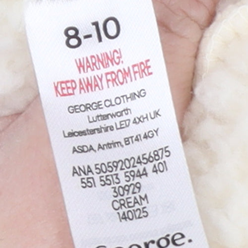 George Women Ivory Fleece High Neck Zip Top Nightshirt Size 8-10