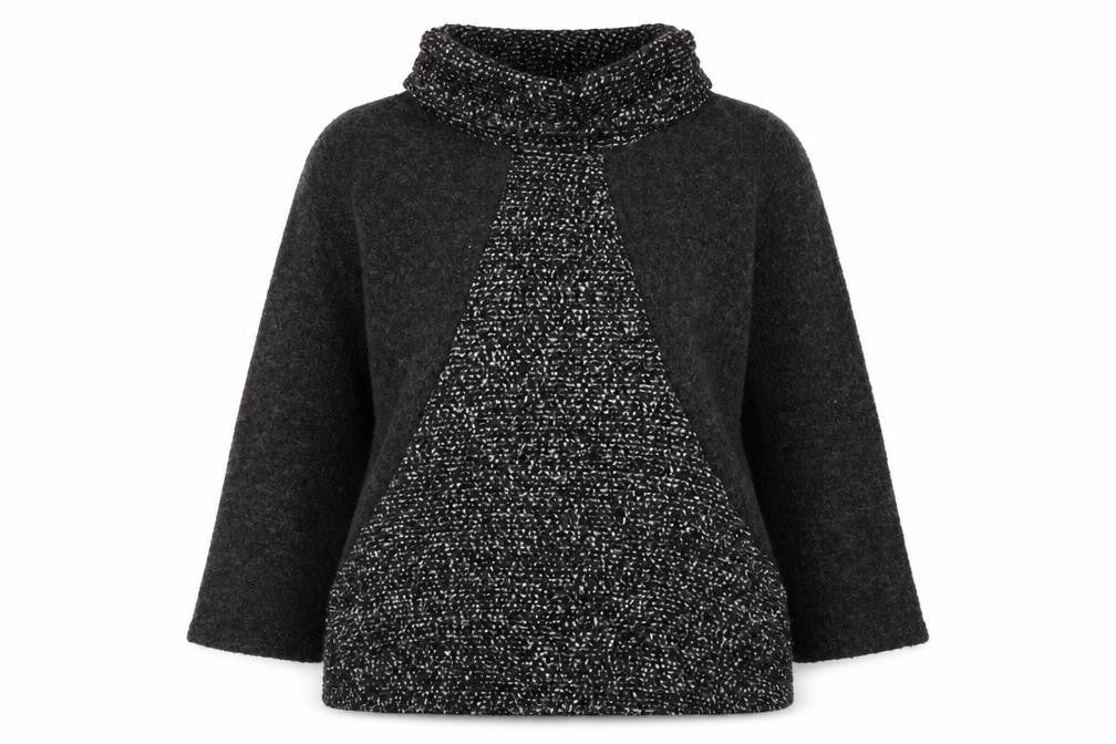 Front view of Klass women’s grey wool blend roll neck long sleeve jumper xl