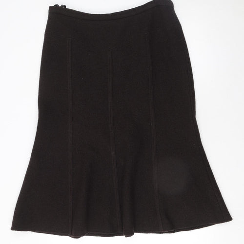 Madeleine Women Black Wool Flare Midi Skirt Size 18