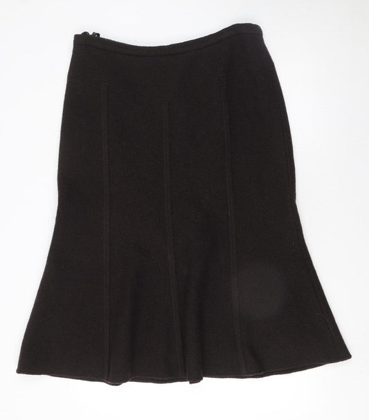 Madeleine Women Black Wool Flare Midi Skirt Size 18