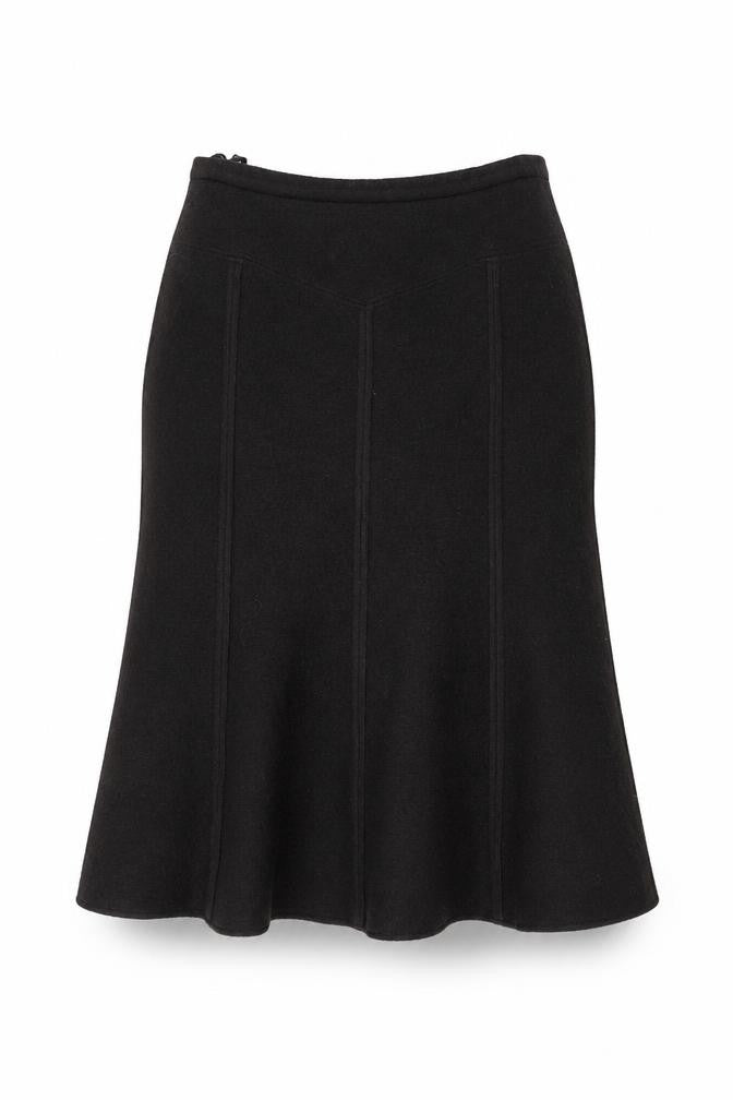 Madeleine Women Black Wool Flare Midi Skirt Size 18