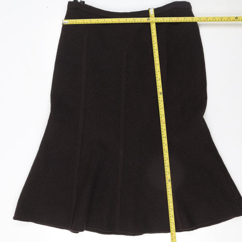 Madeleine Women Black Wool Flare Midi Skirt Size 18