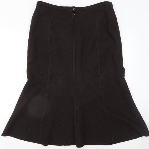 Madeleine Women Black Wool Flare Midi Skirt Size 18