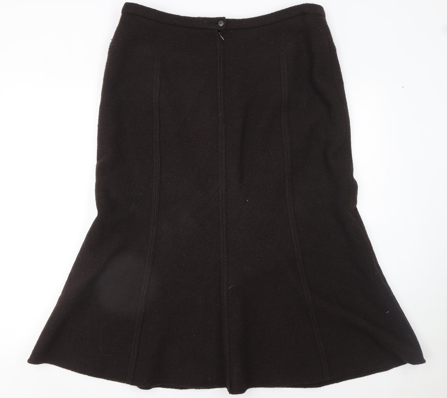 Madeleine Women Black Wool Flare Midi Skirt Size 18
