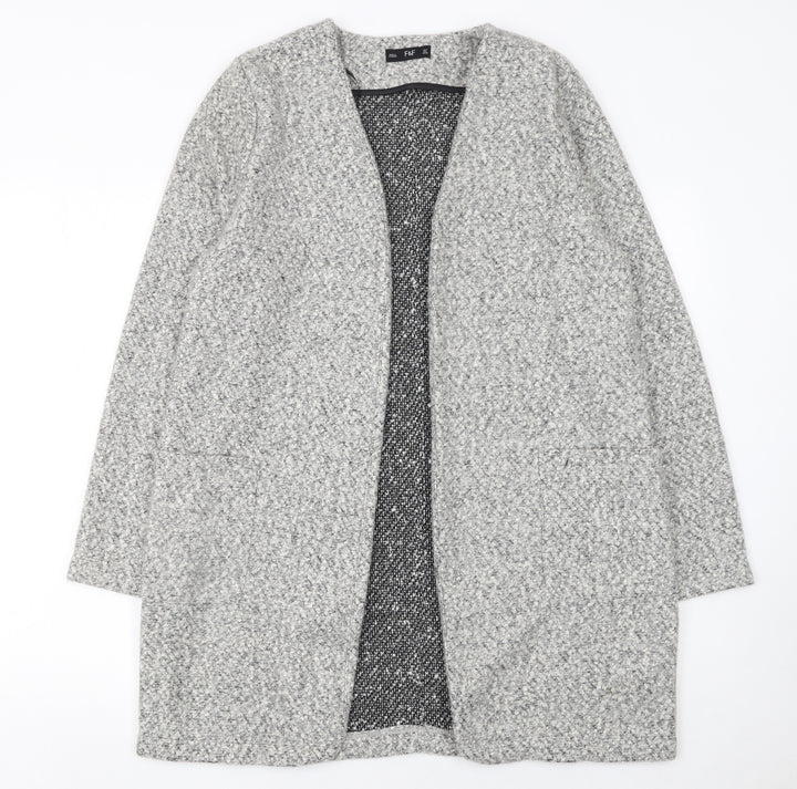 F&F Women’s Grey Longline Open Knit Cardigan UK 10