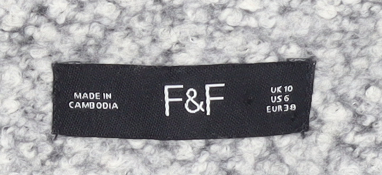 F&F Women’s Grey Longline Open Knit Cardigan UK 10