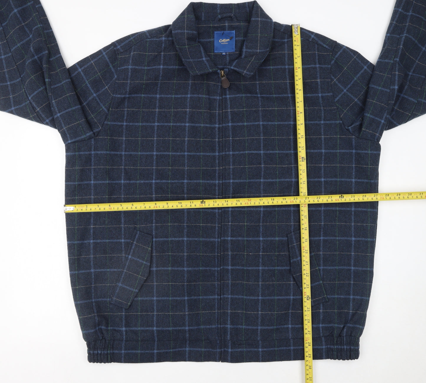 Cotton Traders Men's Blue Check 2XL Bomber Jacket