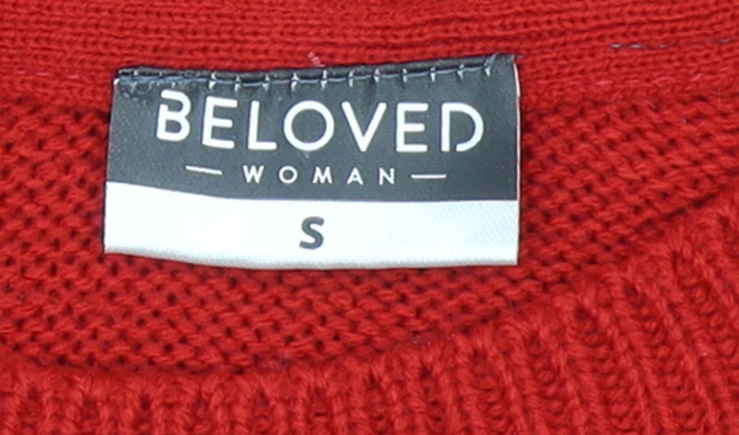Beloved Women's Red Christmas Bear Sequin Knit Jumper Size S