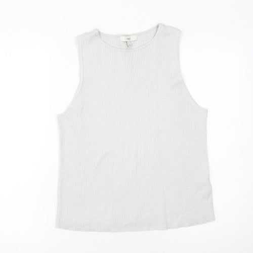 Marks and Spencer Womens Grey Knit Tank Top L Lightweight Viscose Blend
