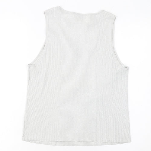 Marks and Spencer Womens Grey Knit Tank Top L Lightweight Viscose Blend