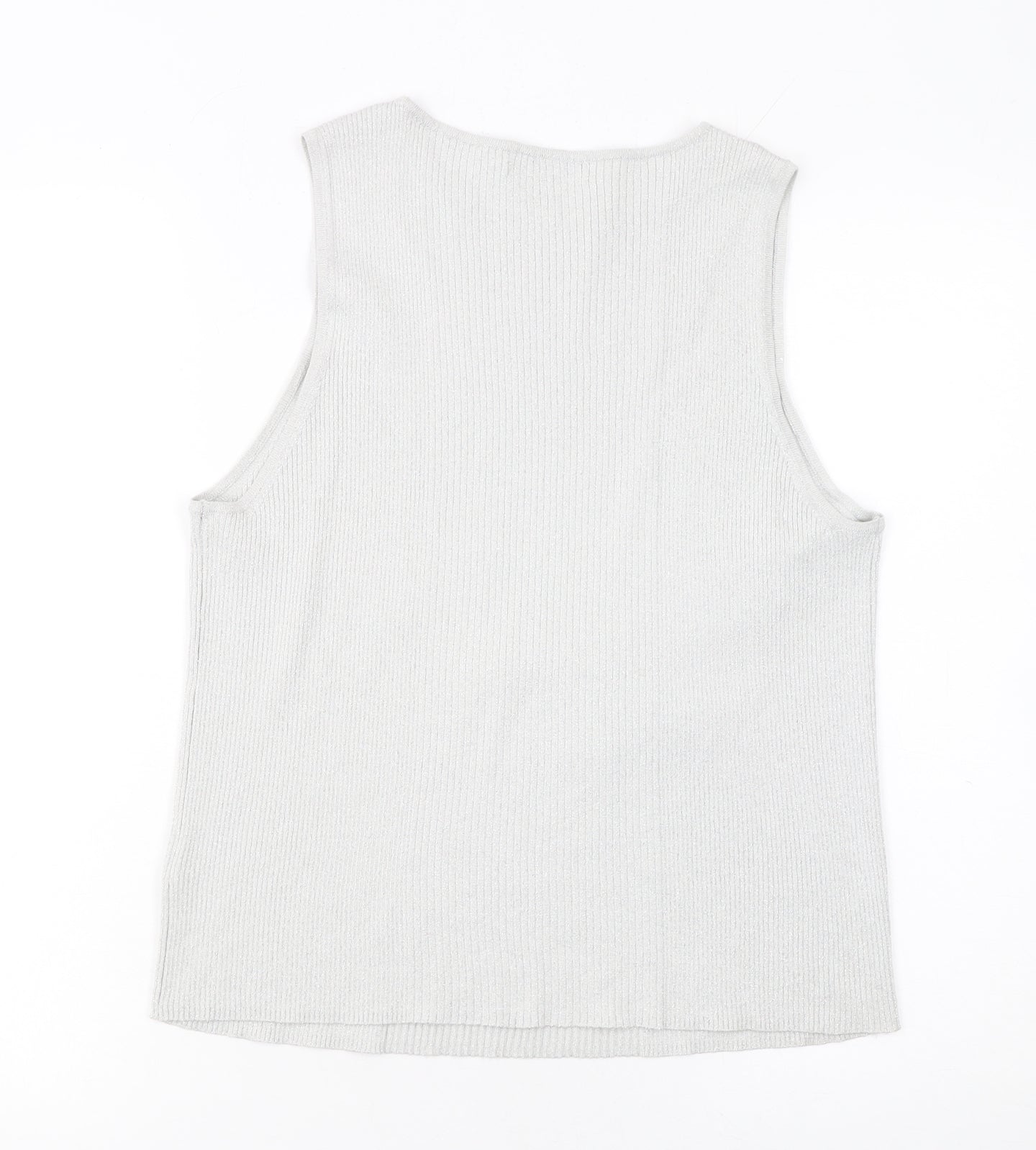 Marks and Spencer Womens Grey Knit Tank Top L Lightweight Viscose Blend