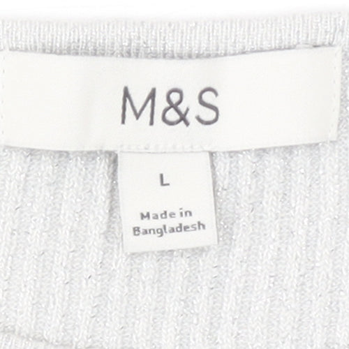 Marks and Spencer Womens Grey Knit Tank Top L Lightweight Viscose Blend