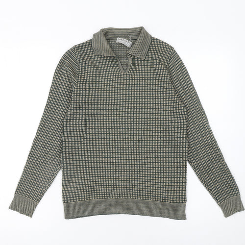 Jaeger Womens Green Collared Wool Pullover Jumper Size 10