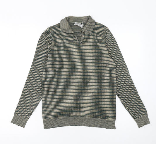 Jaeger Womens Green Collared Wool Pullover Jumper Size 10