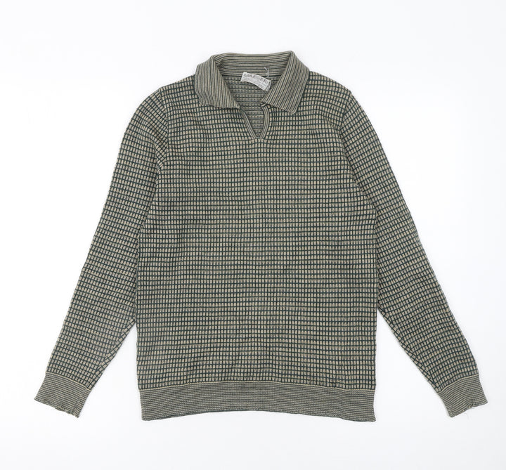 Jaeger Womens Green Collared Wool Pullover Jumper Size 10