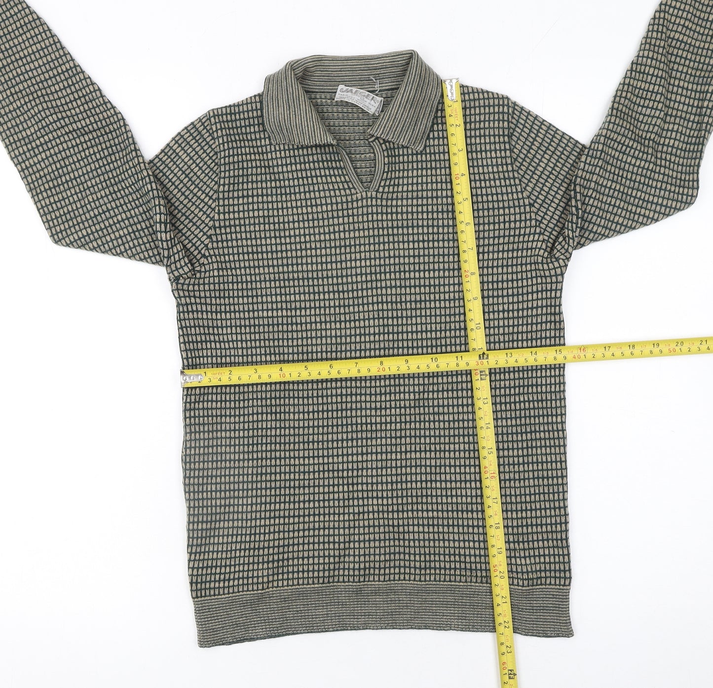 Jaeger Womens Green Collared Wool Pullover Jumper Size 10