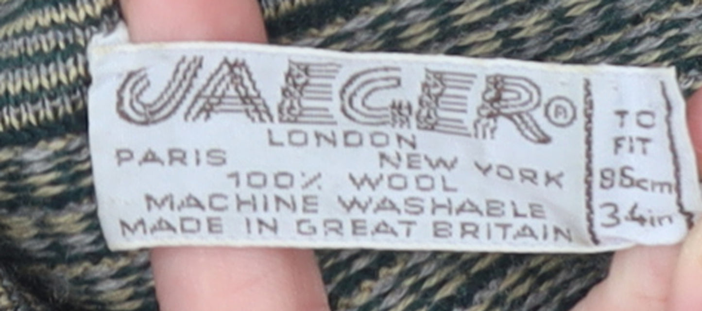 Jaeger Womens Green Collared Wool Pullover Jumper Size 10