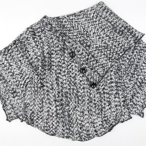 Mela Loves London Women's Black & White Knit Cape M/L Acrylic