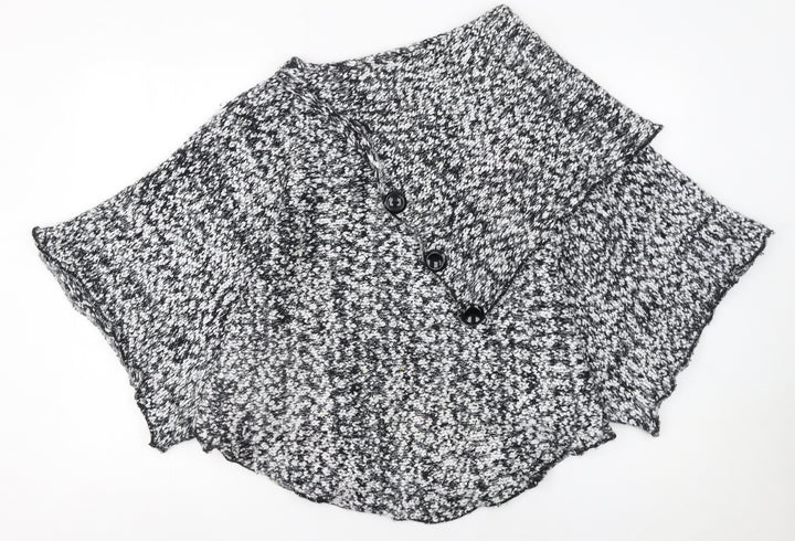 Mela Loves London Women's Black & White Knit Cape M/L Acrylic