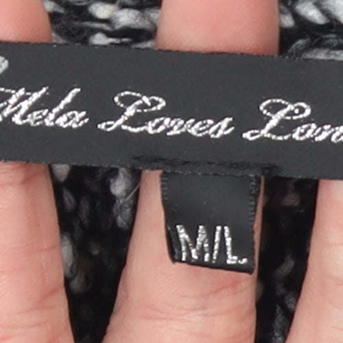 Mela Loves London Women's Black & White Knit Cape M/L Acrylic