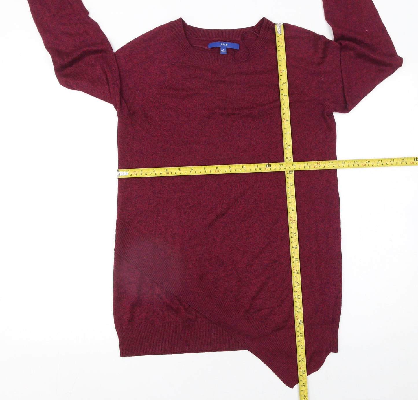 APT.9 Women's Red Knit Crew Neck Pullover Jumper Size S