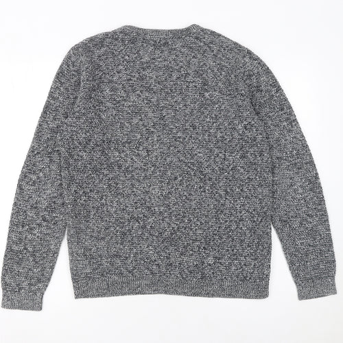 SELECTED HOMME Men's Grey Cotton Knit Crew Neck Jumper Size S