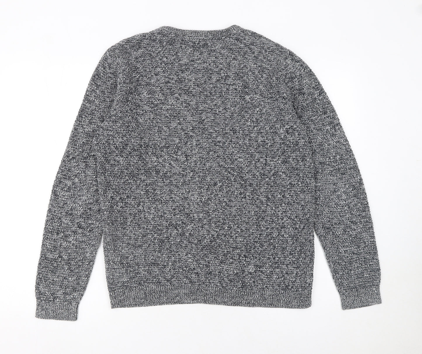 SELECTED HOMME Men's Grey Cotton Knit Crew Neck Jumper Size S