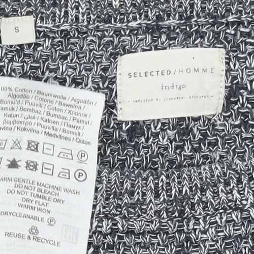 SELECTED HOMME Men's Grey Cotton Knit Crew Neck Jumper Size S