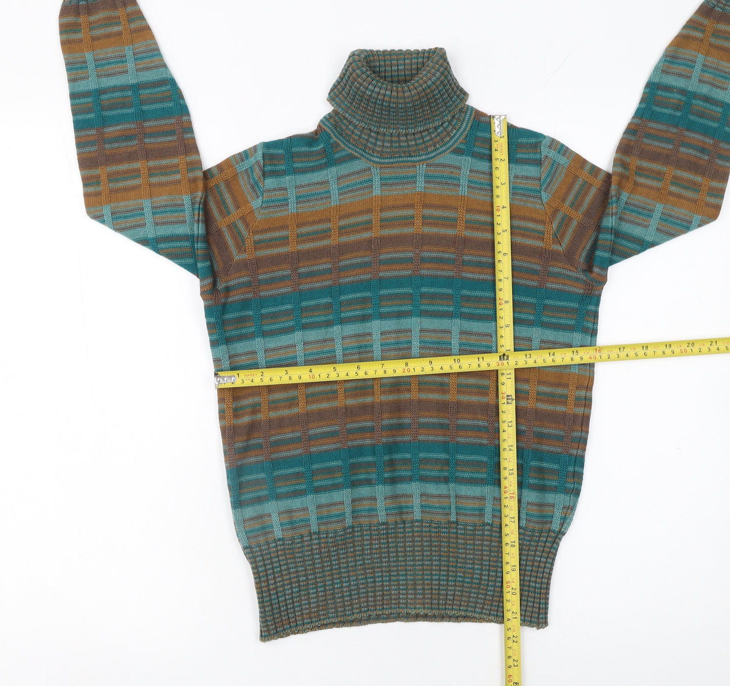 Jaeger Women’s Multicoloured Wool Roll Neck Jumper Size 10