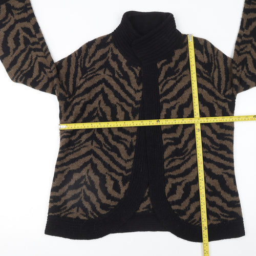 Marks and Spencer Women Brown Animal Print Cape Jumper Size 16 Acrylic Alpaca