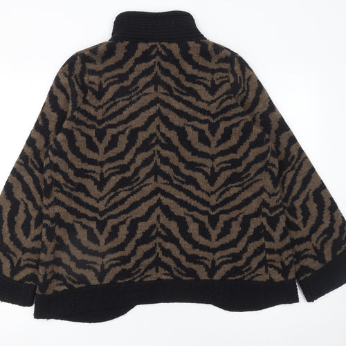Marks and Spencer Women Brown Animal Print Cape Jumper Size 16 Acrylic Alpaca