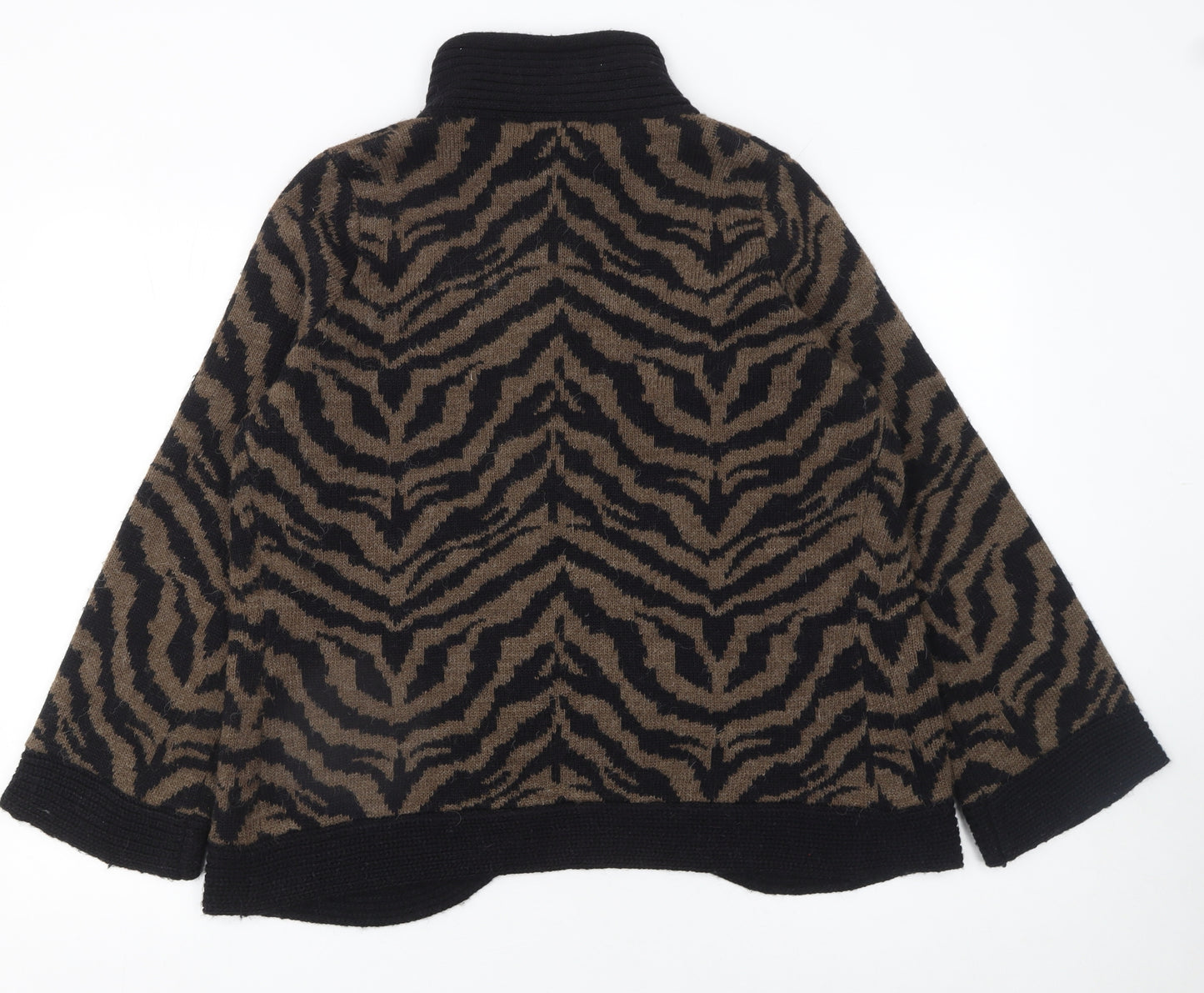 Marks and Spencer Women Brown Animal Print Cape Jumper Size 16 Acrylic Alpaca