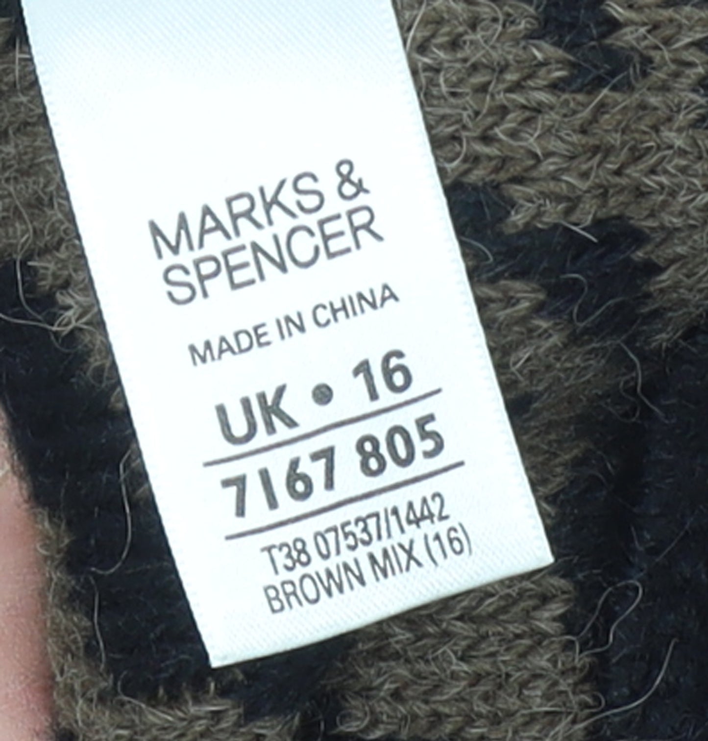 Marks and Spencer Women Brown Animal Print Cape Jumper Size 16 Acrylic Alpaca