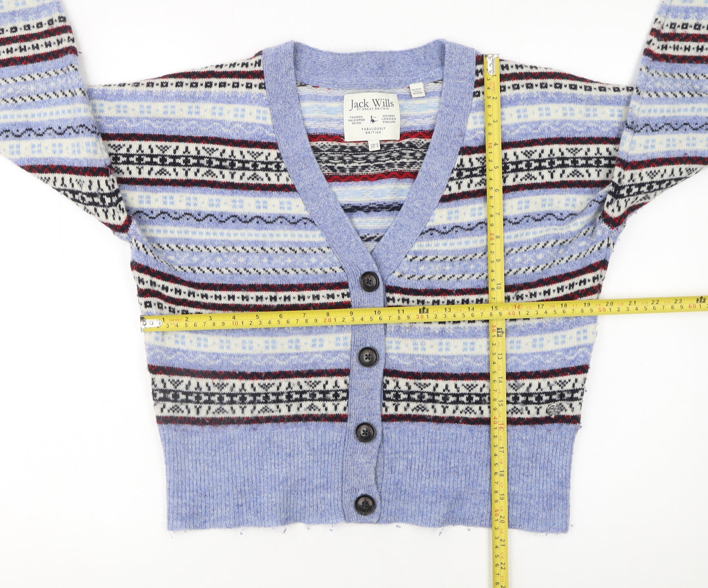 Jack Wills Women’s Multicoloured Fair Isle Wool Cardigan UK 12