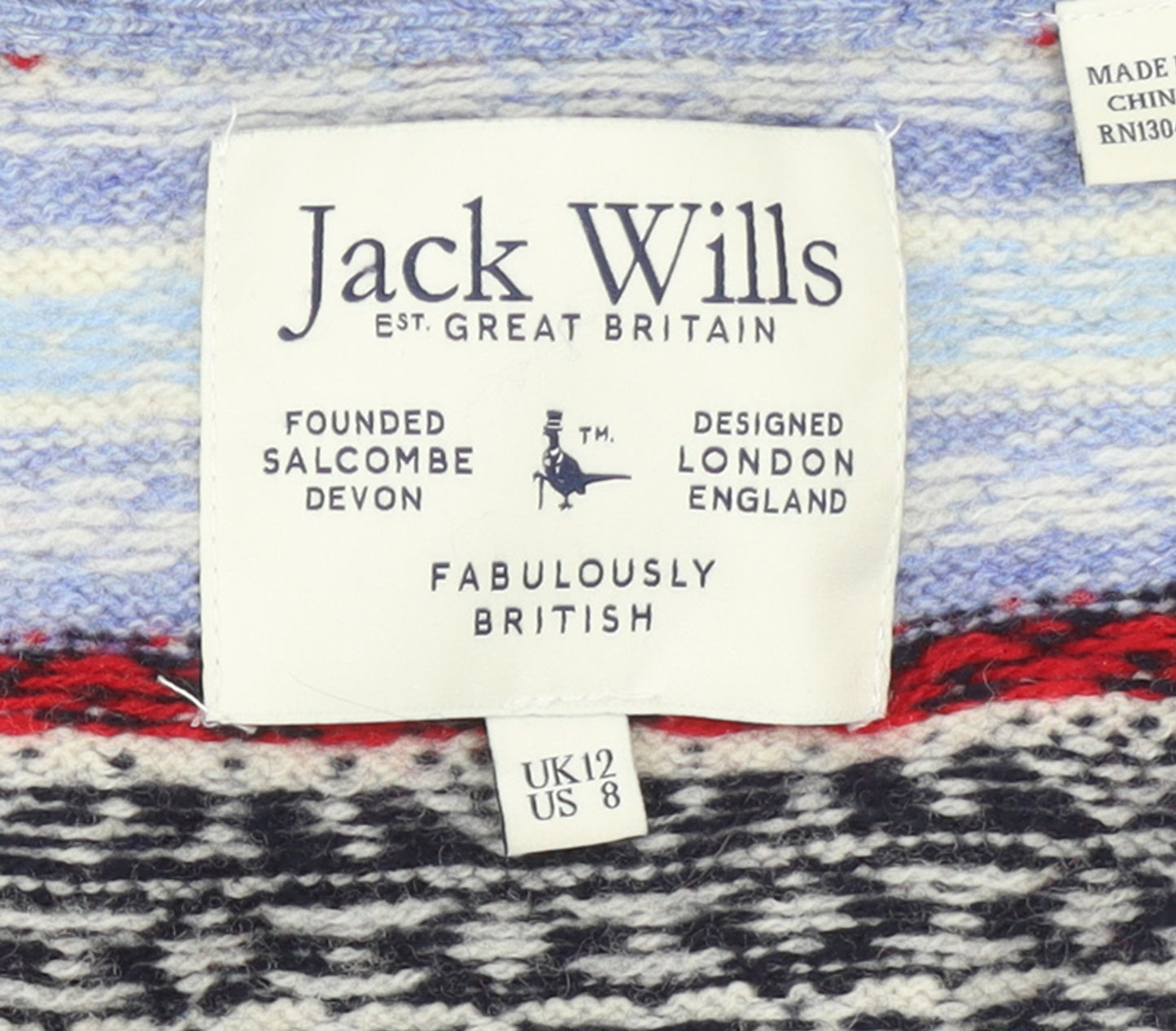 Jack Wills Women’s Multicoloured Fair Isle Wool Cardigan UK 12