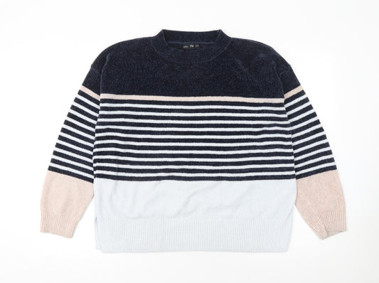 F&F Womens Multicoloured Striped Crew Neck Pullover Jumper Size 16
