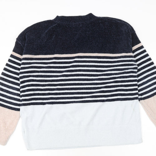 F&F Womens Multicoloured Striped Crew Neck Pullover Jumper Size 16