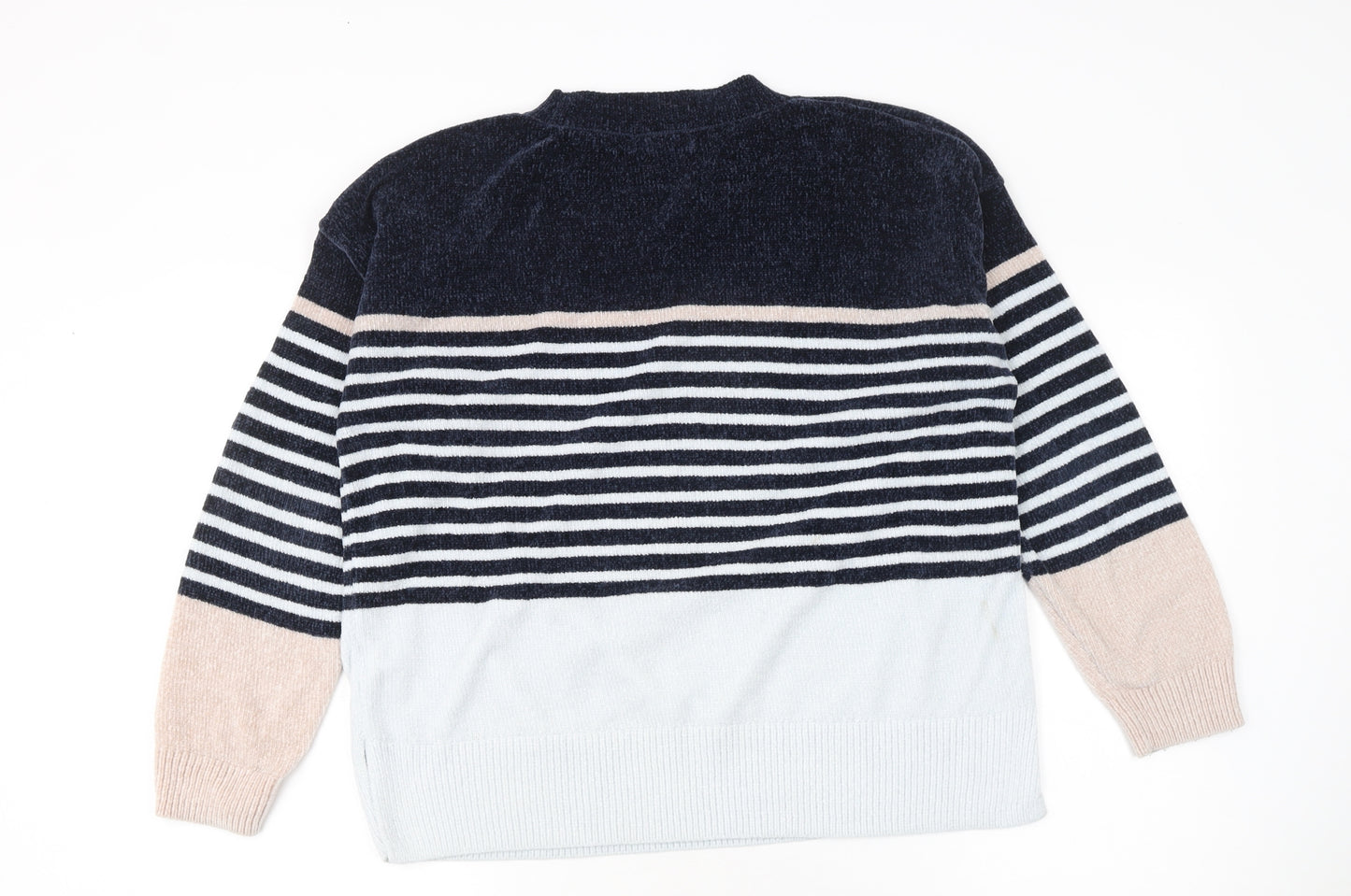 F&F Womens Multicoloured Striped Crew Neck Pullover Jumper Size 16