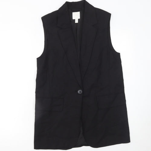 H&M Women Black XS Linen Blend Sleeveless Suit Waistcoat