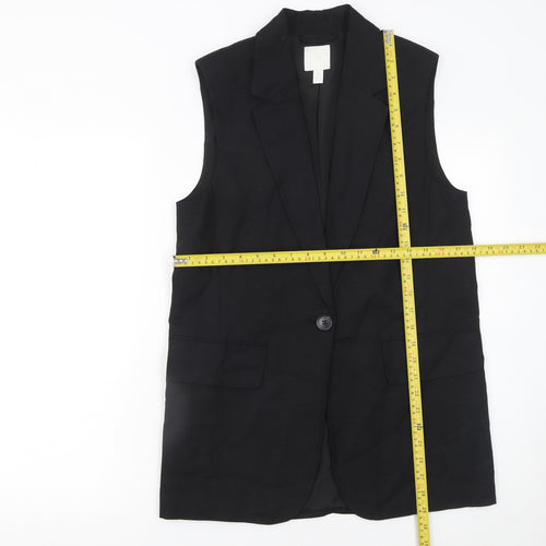 H&M Women Black XS Linen Blend Sleeveless Suit Waistcoat