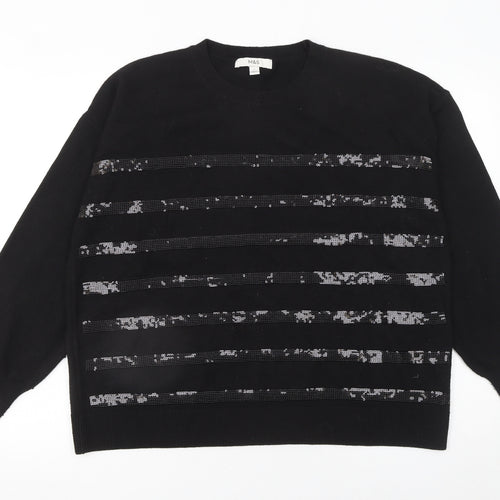 Marks and Spencer Women’s Black Sequin Stripe Jumper Size L
