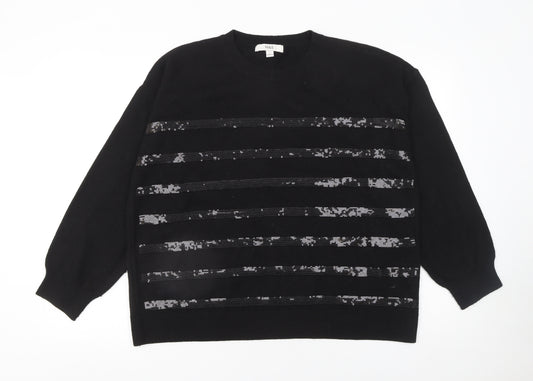 Marks and Spencer Women’s Black Sequin Stripe Jumper Size L