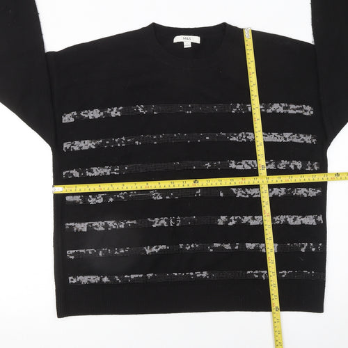 Marks and Spencer Women’s Black Sequin Stripe Jumper Size L