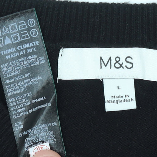 Marks and Spencer Women’s Black Sequin Stripe Jumper Size L