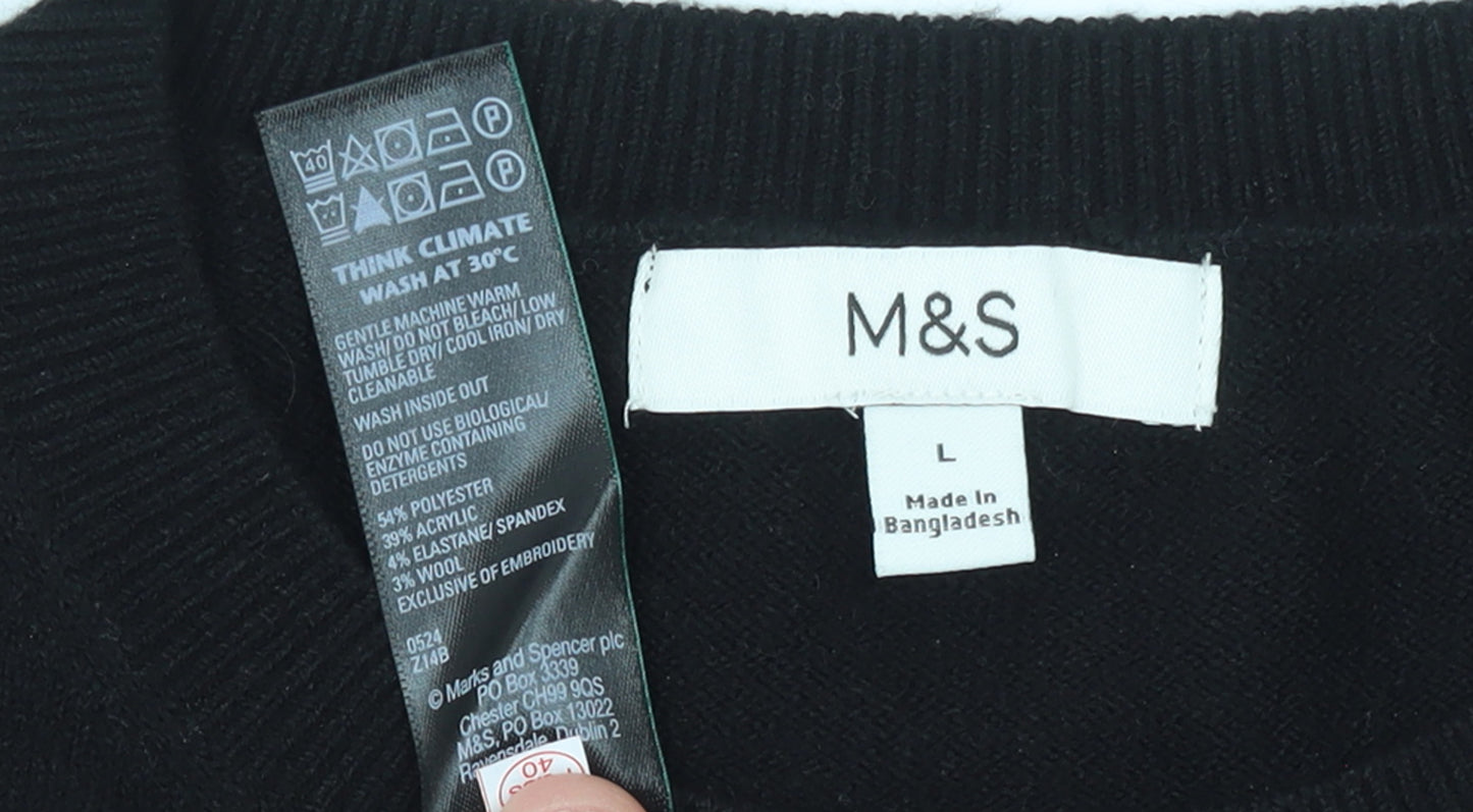 Marks and Spencer Women’s Black Sequin Stripe Jumper Size L