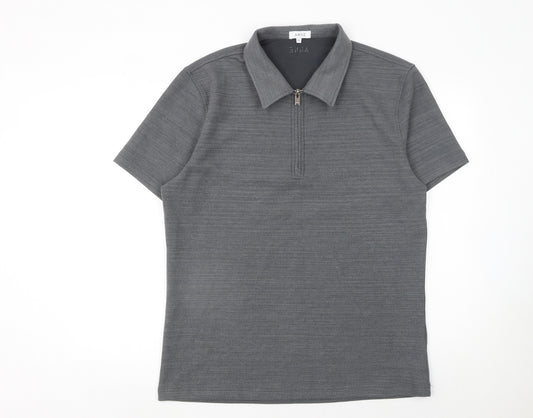 Arne Mens Grey XL 1/4 Zip Short Sleeve Polo Shirt