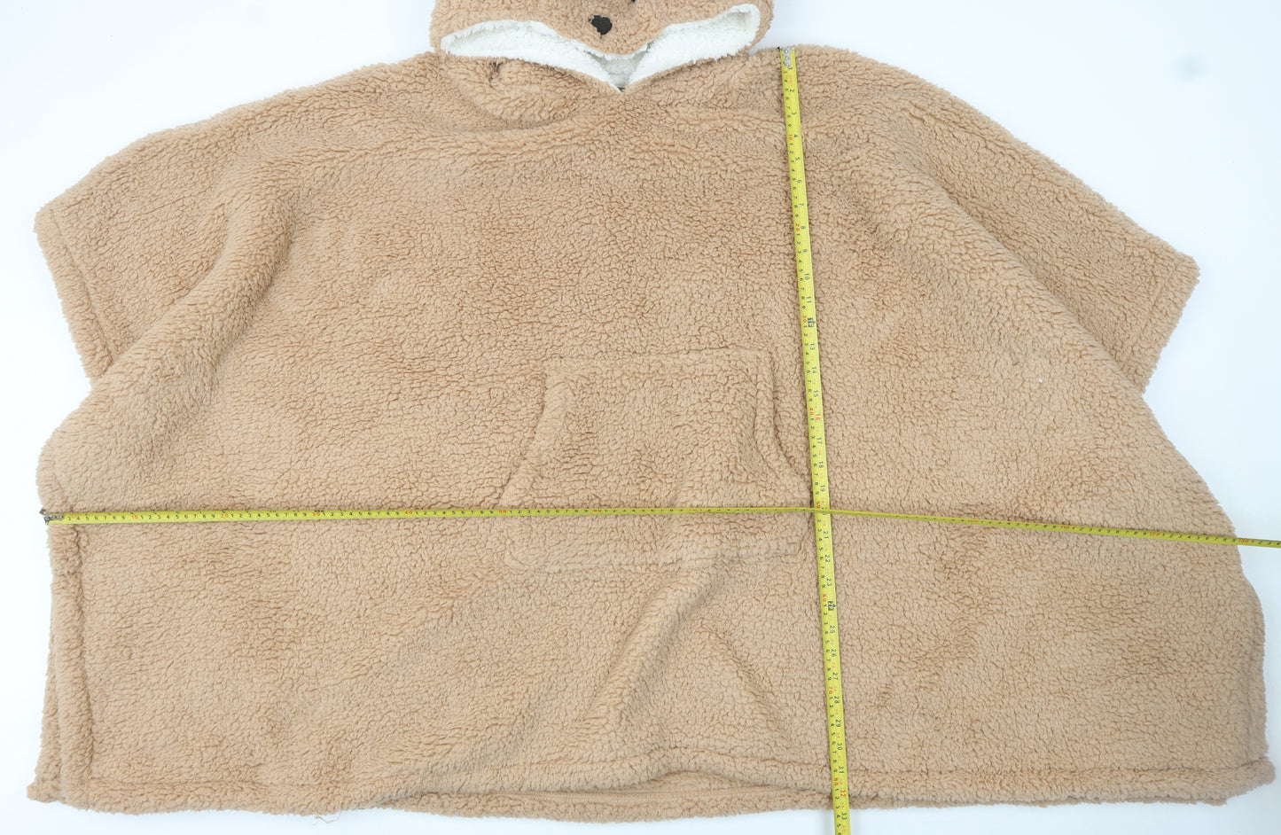 F&F Women Beige Fleece Bear Hooded Robe One Size Winter Loungewear