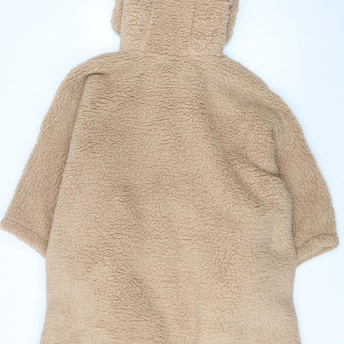 F&F Women Beige Fleece Bear Hooded Robe One Size Winter Loungewear
