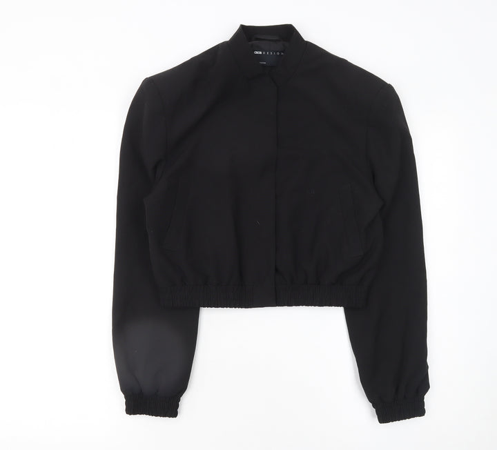 ASOS DESIGN Women’s Black Cropped Bomber Jacket Size 6